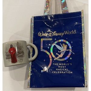 Star Wars Life Day Chewbacca Starbucks Mug and Disney 50th Anniversary Bag 2022